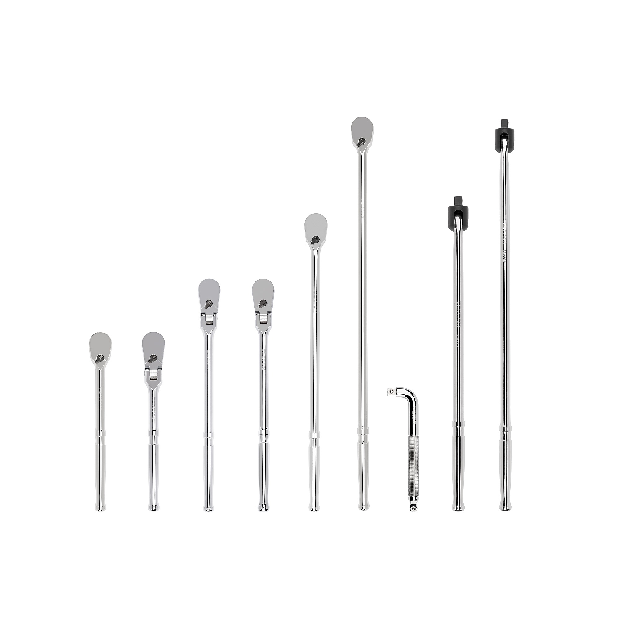 TEKTON 1/2 Inch Drive Non-Quick-Release Ratchet, L-Handle, and Breaker Bar Set (9-Piece) | SDR99203